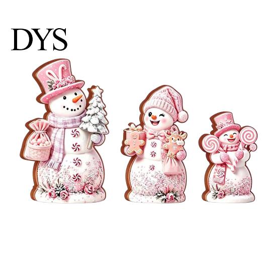 Rustic Holiday Ornaments 3PCS Christmas Snowman Wooden Ornaments, Decorative Cute Festive Figures, Tree Decorations High-definition Printing