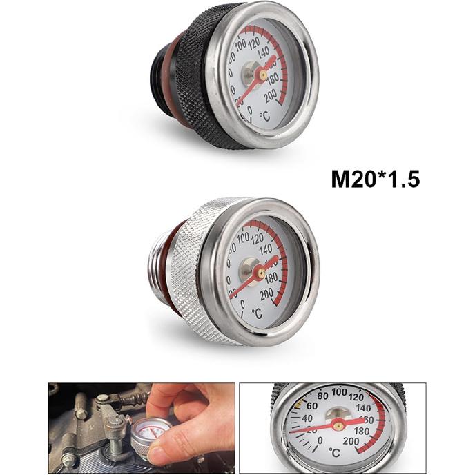 M20x1.5 Oil Temp Temperature Gauge Filler Caps for Motorcycle 0-200℃ Gauge Engine Valves Caps