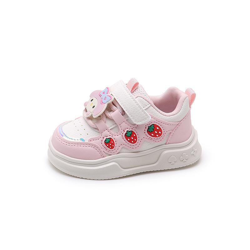 Tênis Infantis Primavera e Outono Fofos Estilo Estrangeiro Antiderrapante Morango Meninas Tênis de Corrida Tênis de Skate Tênis de Estudante Desenho Animado