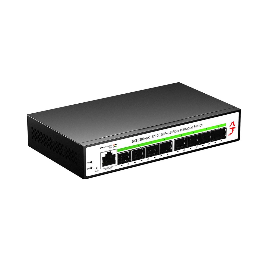 XikeStor L3 Managed 10Gbps Switching Hub 10G Ethernet Network Metal Housing Quiet Cooling for Enterprise 8-Port SFP+ Hub, Multi-Gigabit Switch,