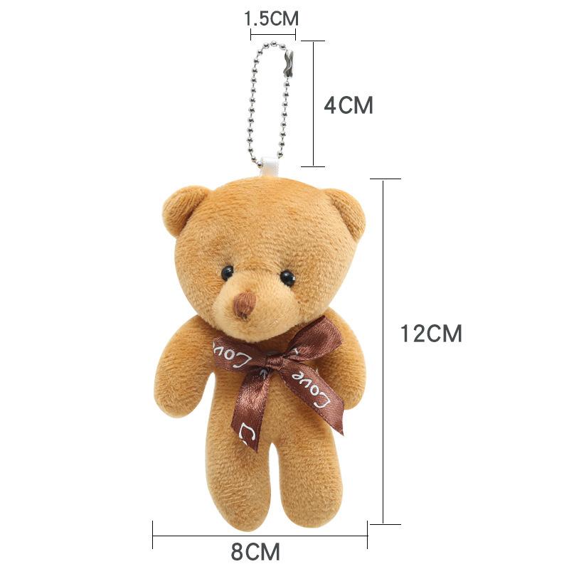 12cm Bear Plush Toys Mini Teddy Bear Dolls Small Gift for Party Wedding Present Pendant Cute Teddy Doll keychain gifts