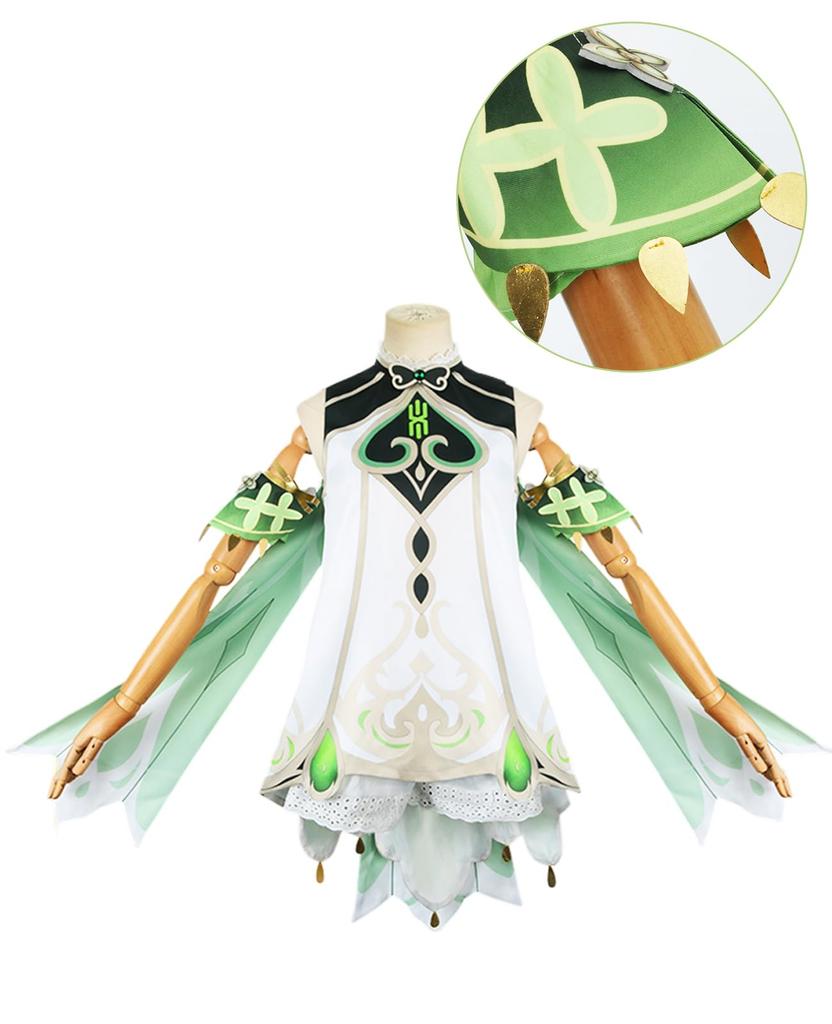 [NOKIJP] Genshin Impact Nahida Cosplay Costume with Wig for ChildrenKids - Genshin Impact Nahida Cosplay Costume (Nahida Wig Included, 130cm)