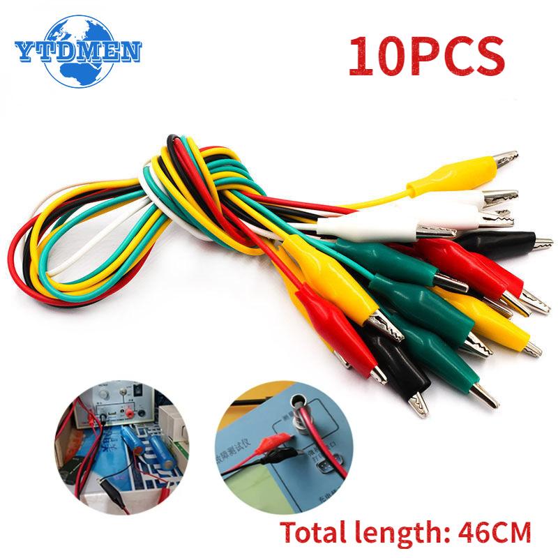 

10pcs Alligator Clips Electrical DIY Test Leads Alligator Double-ended Crocodile Clips Length 46CM Test Clip Test Cable 5 Colors білий