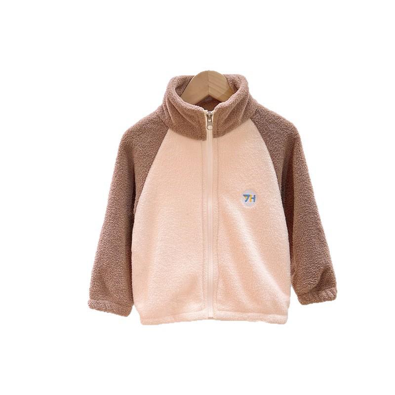 Kids' Plush Puff Jacket - Autumn/Winter Stand Collar Zipper Cardigan for Boys & Girls, Long Sleeve, Warm Home Wear.