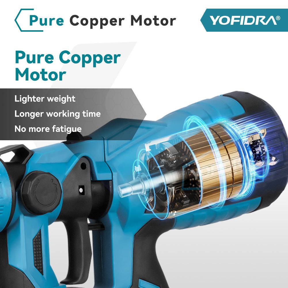 Yofidra 1000ML Electric Spray Gun Powerful Portable Paint Sprayer Cordless Auto Furniture Coating Airbrush For Makita 18V Battery