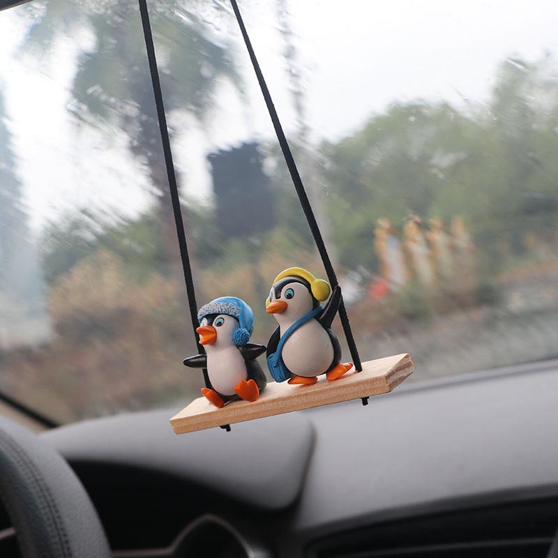 

Car Penguin Rearview Mirror Hanging Ornament For Interior Universal Decoration StyleB