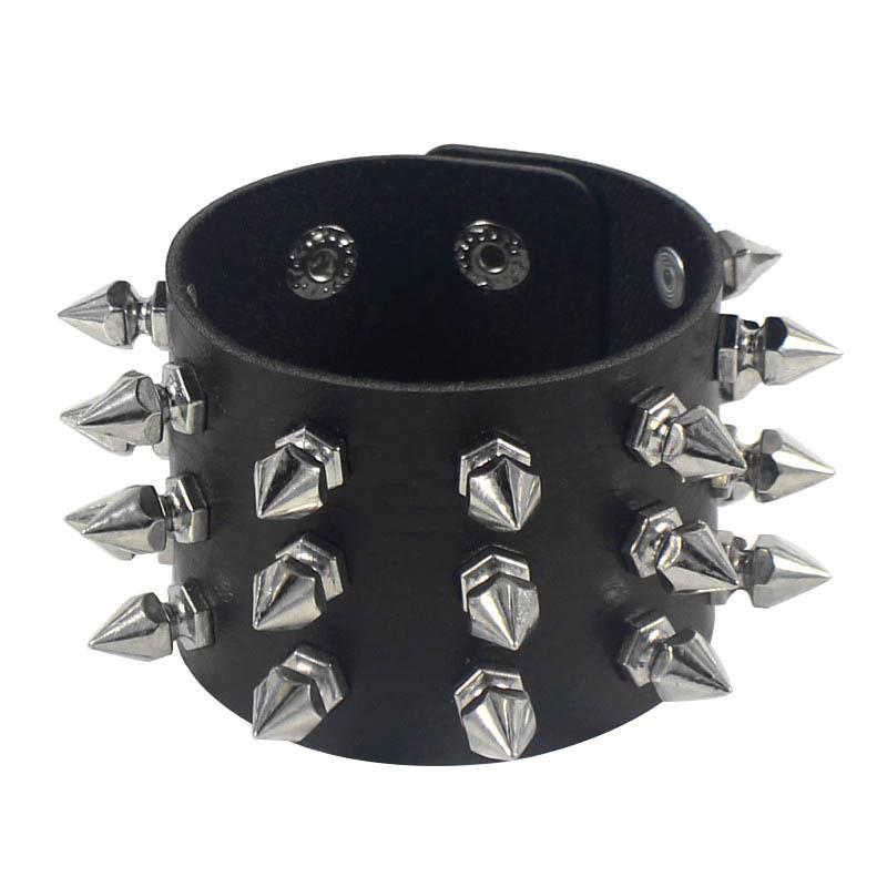 80s White Punk PU Leather Bracelet Bangle Goth Cuff Bracelet Gothic Rivet Buckle Wristband for Men Women Jewelry 2025