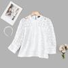 ZANZEA Womens Casual 3/4 Sleeve Loose Patchwork Lace Blouse