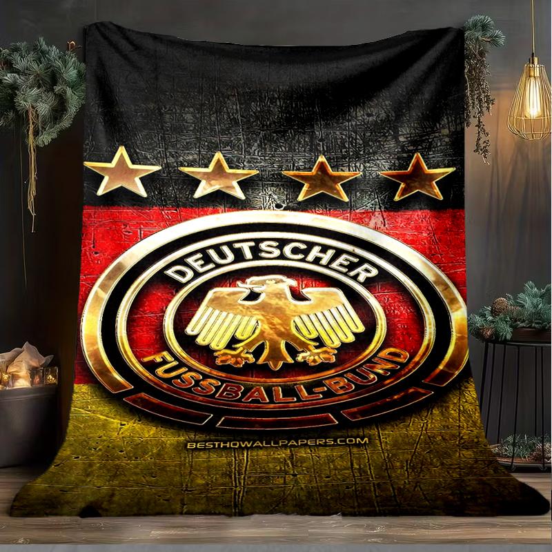 1PC Germany Football Emblem Printed Soft Flannel Blanket Throw for Adult Bedroom Living Room Sofa Camping Travel Fan gifts Christmas Gifts