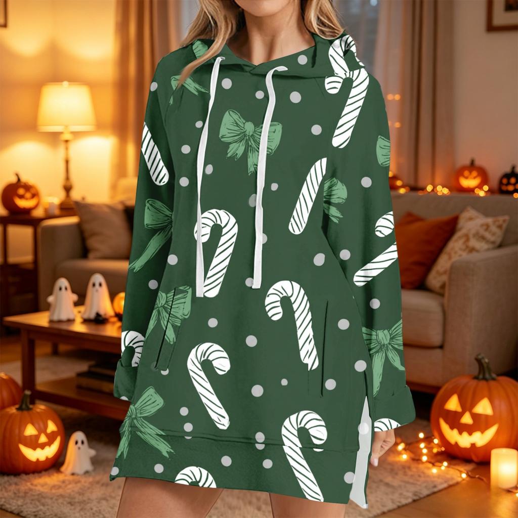 Women's Fashion Casual Long Sleeve Christmas Print Hoodie Top