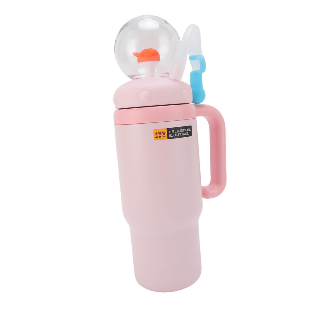 Whale Fountain Water Bottle 710ML Stainless Steel Keep Cold Insulated Drinking Cup with Handle Straw for Outdoor Travel