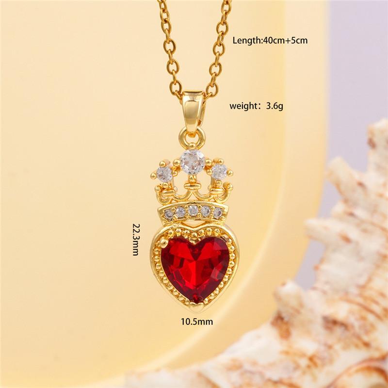 High Grade Crown Heart Zircon Pendant Necklace Stainless Steel Chains Geometric Choker Jewelry Party Gifts For Women Girls