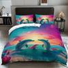 Bedding Dolphin 3D Printed Pillowcase Polyester Abraded Bedding Three-Piece Set