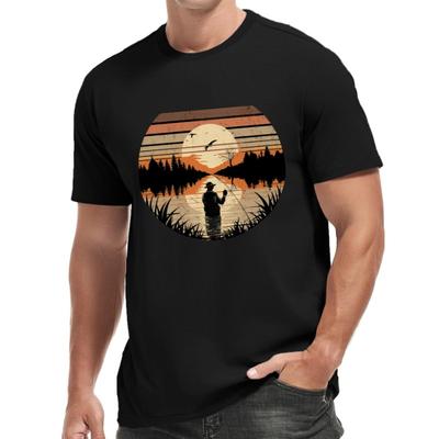 European Sizes Fishing By The Lake Men's Short Sleeve T-Shirts Summer Sports Casual Tops