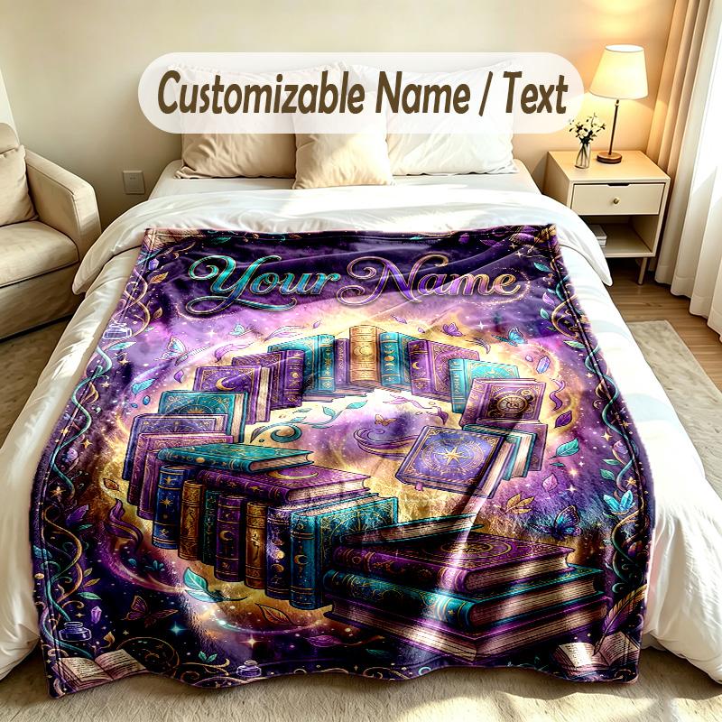 Fantasy Magic Theme Soft Blanket Personalized Custom Name Text Print Warm Blanket Home Sofa Bedroom Decor