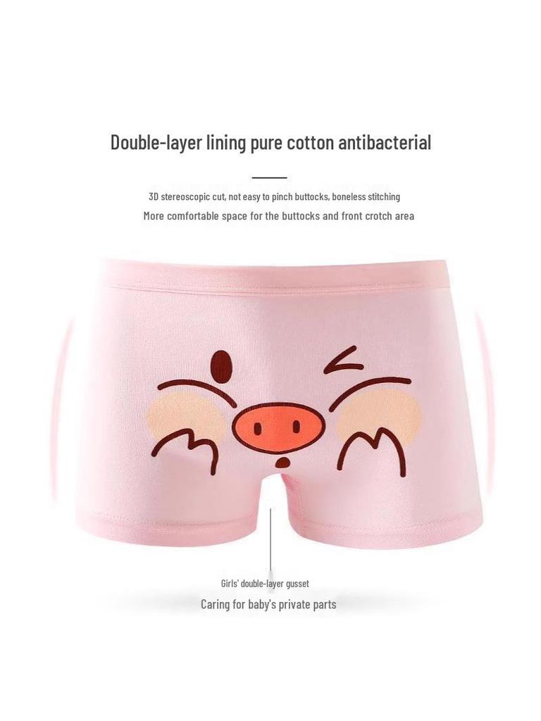 Girls' Pure Cotton Antibacterial Boxer Shorts - Comfortable Toddler & Little Girl Underwear