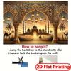 Ramadan Arabian Mosque Tapestry, Golden Lantern & Camel Wall Hanging