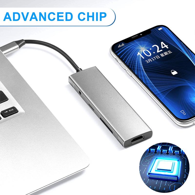 Adaptérový kabel 9v1 Kovový rozbočovač USB C Duální displej Pd nabíjení Typ C Adaptér 3,5 mm audio jack