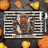 4 PCS Halloween Meal Mat Pumpkin Ghost Witch Bat Skull Castle Black Cat Skull Spider Web Linen Table Mat Desktop Decor