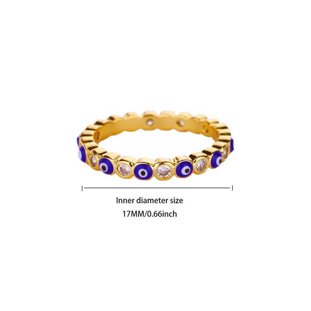 Popular Jewelry Open Ring Women's Micro Inlaid White Zircon Color Dripping Oil Creative Devil's Eye Ring