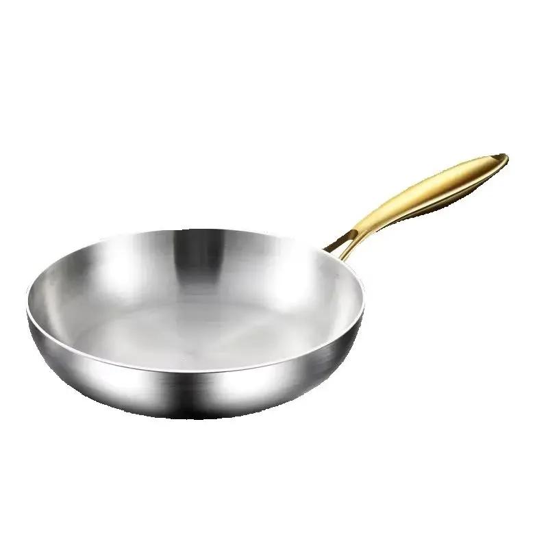 Τηγάνι Wok από Ανοξείδωτο Ατσάλι 316 Αντικολλητικό Μαγείρεμα Σοτάρισμα Στέικ Γενικό για Επαγωγή Γάστρα Κουζινικά