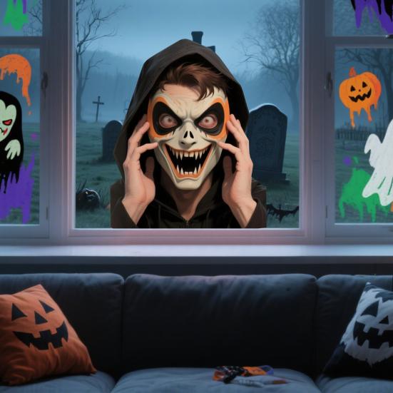 Vtipná strašidelná samolepka Voyeur Strašidelné okenní obtisky Realistická halloweenská okenní samolepka Statická přilnavost Dárky pro žertíky