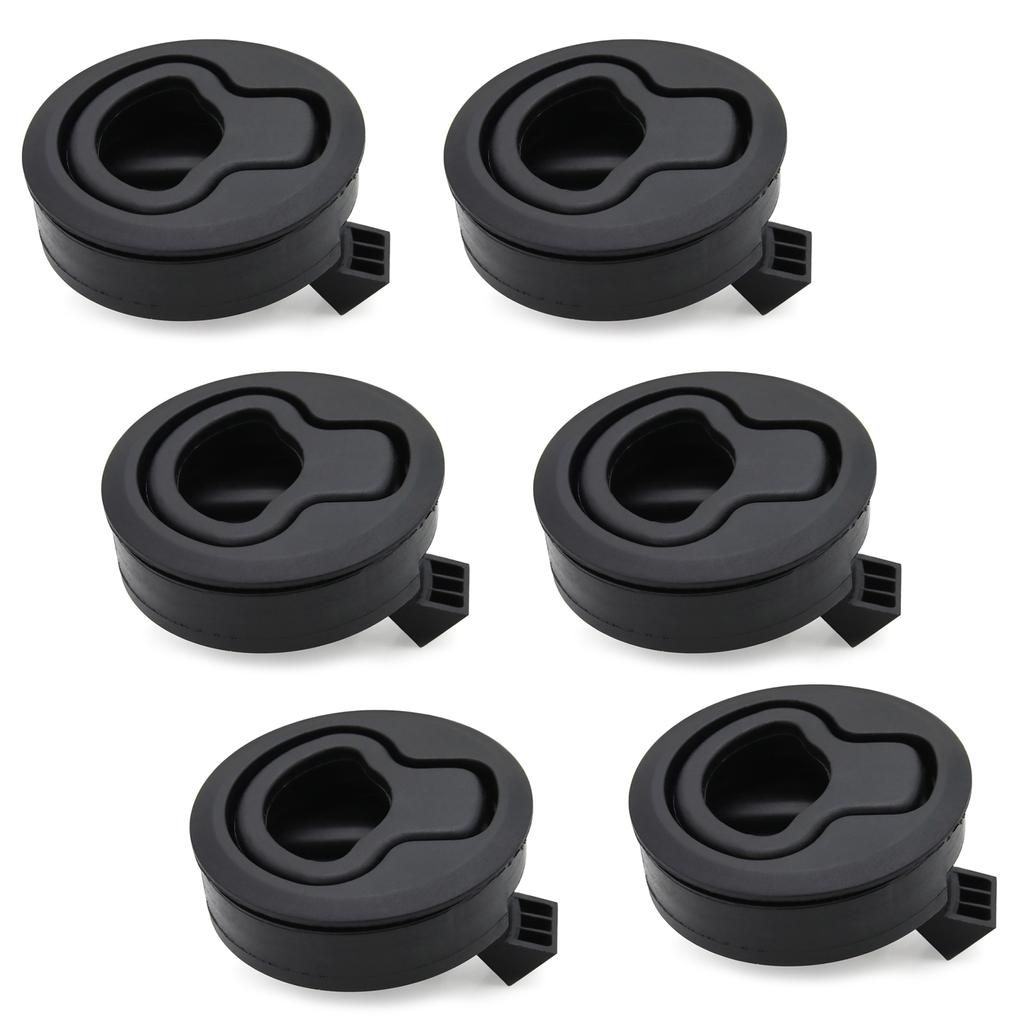2 4 6 PCS Black Flush Boat Marine Latch Flush Pull for RV Boat Round Non-locking Handle Marine Deck Hatch Door Replacement Lock