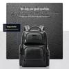 Bopai Men's Top-Grain Leather Business Travel Laptop Backpack