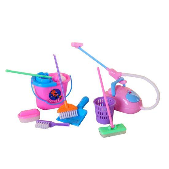 9Pcs/Set Pretend Play Broom Vacuum Cleaner Cleaning Kit Toy Dollh-ouse Accessory