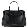 Emilia Brand Logo Classic Pebbled Cow Split Leather Shoulder Handbag Small Women's Black