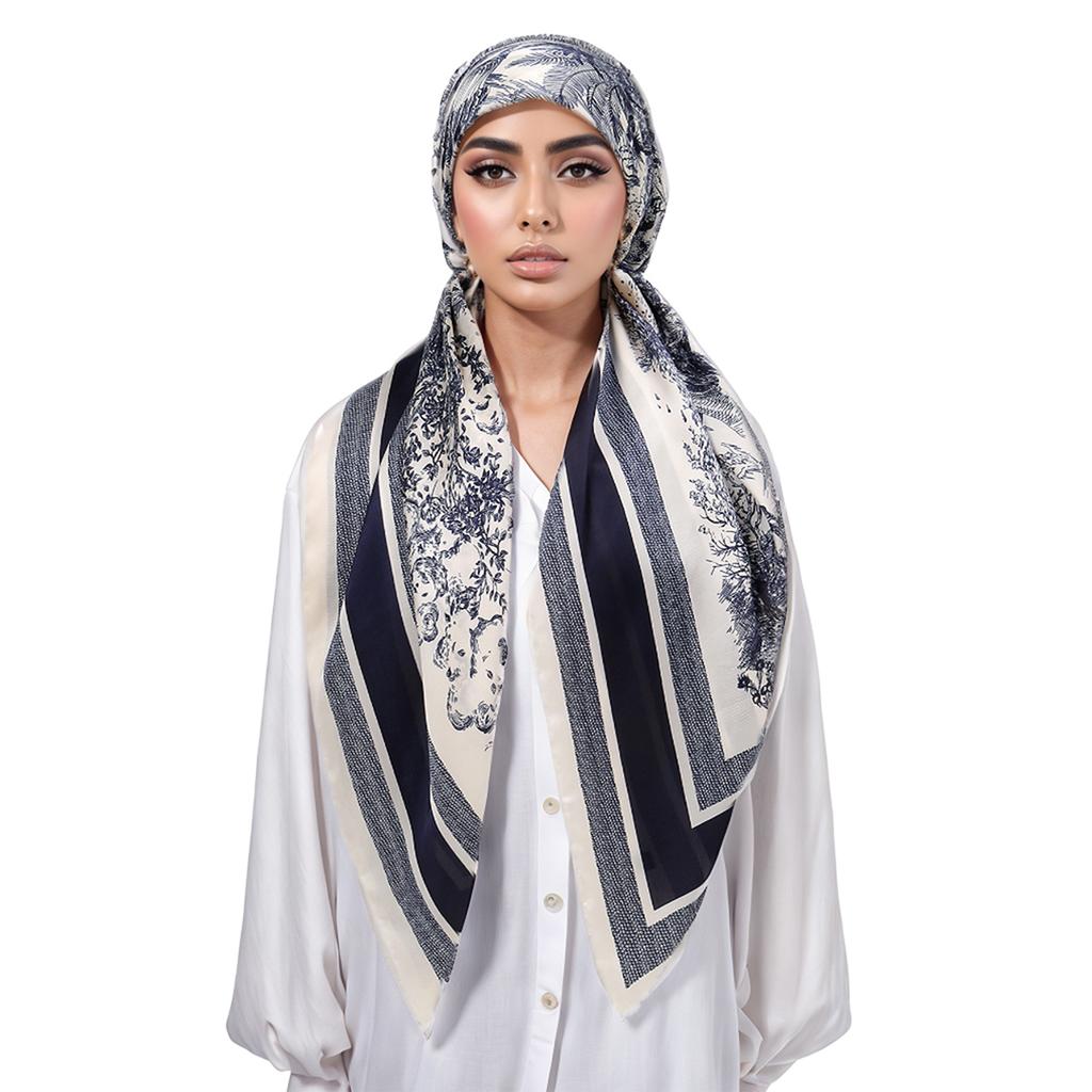 Elastic Printed Headband Cap Instant Scarf Woman Muslim Hijab Solid Satin Silk Hat Lady Fashion Instant Scarf Islamic Turban