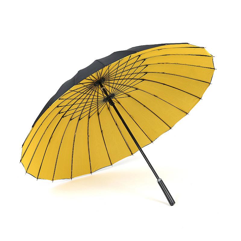 Manual Long-handled Double-layer 24-bone Reinforced Umbrella, Double One-click Open Handle, Men's Umbrella Can Be Added.