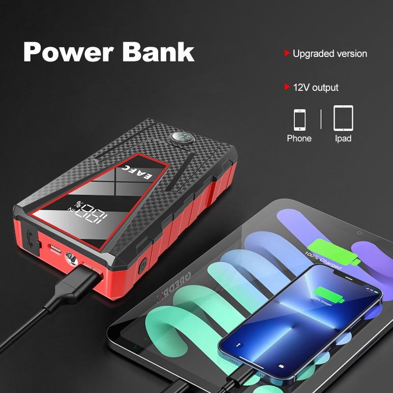 EAFC Car Jump Starter Portable Multi-Function Car Jump Starter, 12V Auto Portable Car Battery Starter Emergency Booster With The Toolbox