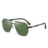 New European and American fashion square ultra-light sunglasses men's retro double beam stainless steel leather outdoor sunglasses