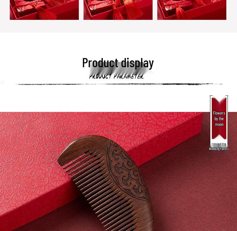 Red Wedding Comb Set for Brides - Elegant Mirror and Hair Combs