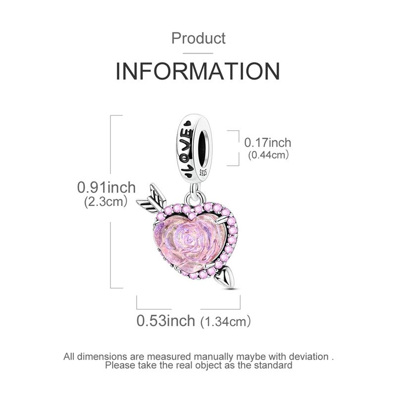 Charm Bead Charms Copper Plated Pink Rose Arrow Heartshaped Pendants Compatible With Authentic Bracelets Bead Charms Women Jewellery Making Diy