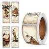 Festive Packaging Seals Christmas Coated Paper Sealing Sticker, Retro Hand-drawn Santa Claus Snowman Elk Holiday Party Table Decor Design, Decorative