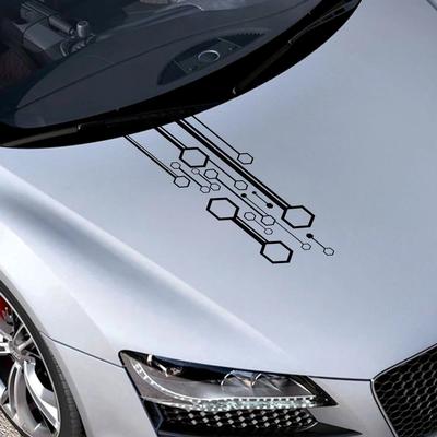 Car Hood Sticker Hexagon Stripes Decal Film Decor Tunning Accessories For VW Volkswagen Tesla Skoda Volvo Suzuki BMW Seat Subaru
