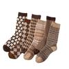 6 párů prodyšných a pot absorbujících dámských ponožek střední délky na podzim a zimu Ins Trendy a všestranné dámské ponožky Velikost34-42