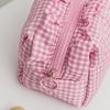 Plaid Quilted Makeup Bag, Large Capacity Portable Travel Toiletry Pouch