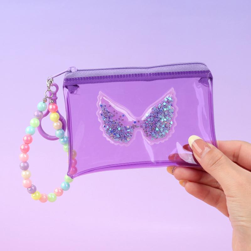 

Кошелек для монет в виде бабочки и цветов конфетного цвета, прозрачный водонепроницаемый кошелек на молнии из ПВХ, брелок для ключей, портативная сумка для хранения карт, студенческий подарок as the picture