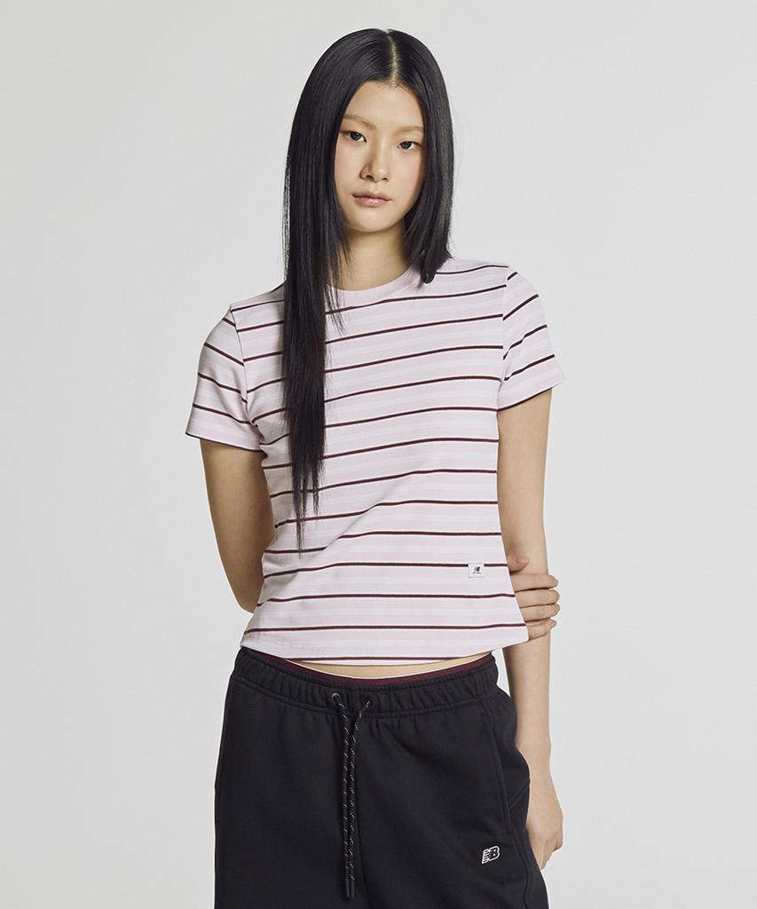 Nyuballanseu Nbneg2W442 / Women Essential Fitted Striped Short Sleeve Tee (Pink)