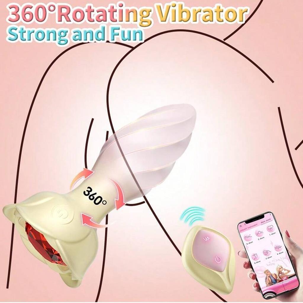 Crystal Diamond Vibrating Butt Plug Clitoral Stimulator Adult Erotica with 10 Rotation Modes APP and Remote Control Vibrator Adult Toys