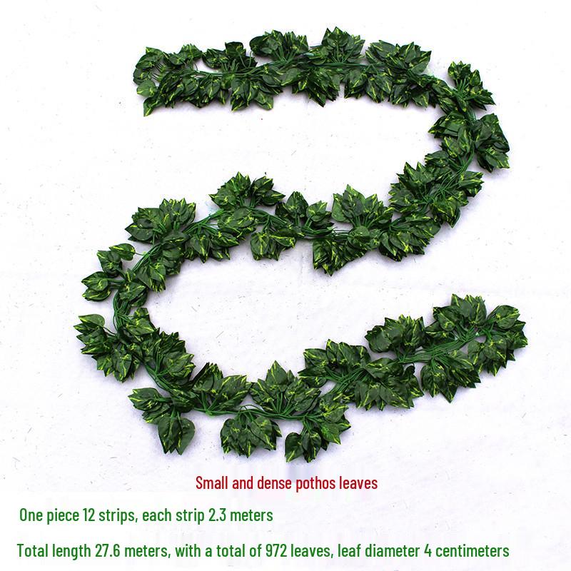Efeutute Weinblätter Künstliche Deckenranke mit Rattan und Grünem Laub
