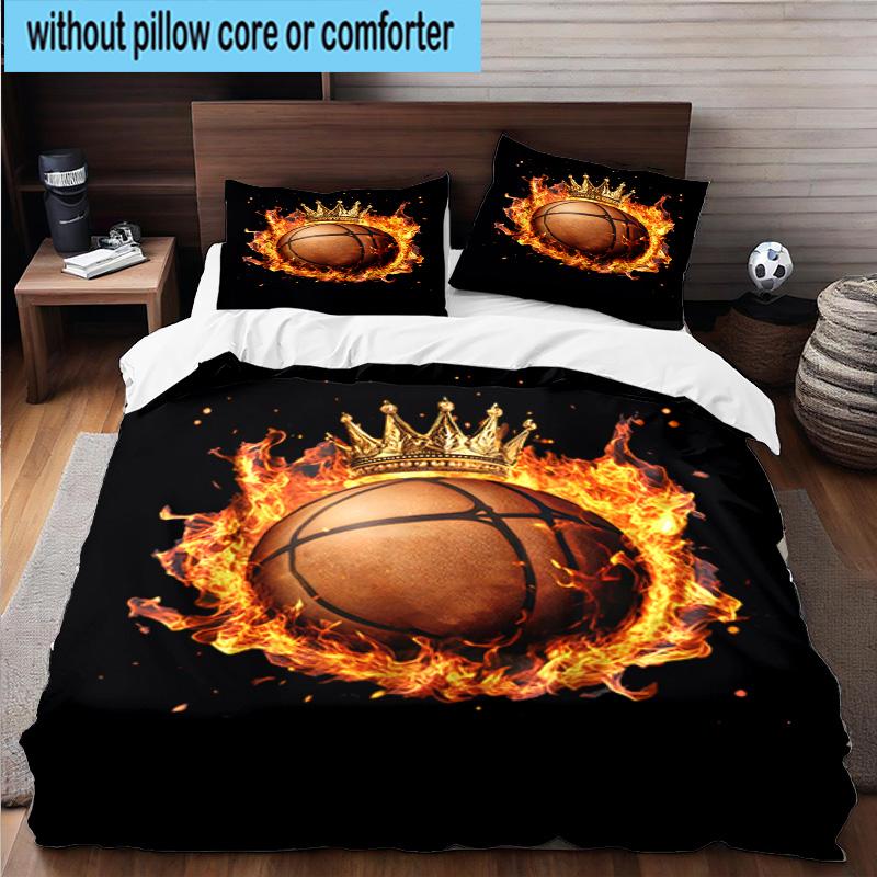 3PCS Basketball Crown Fire Sport 3pcs Bedding,Including 3PCS Duvet Cover And 2pcs Pillowcases Perfect for Christmas,Ideal for Bedroom, Dormitory
