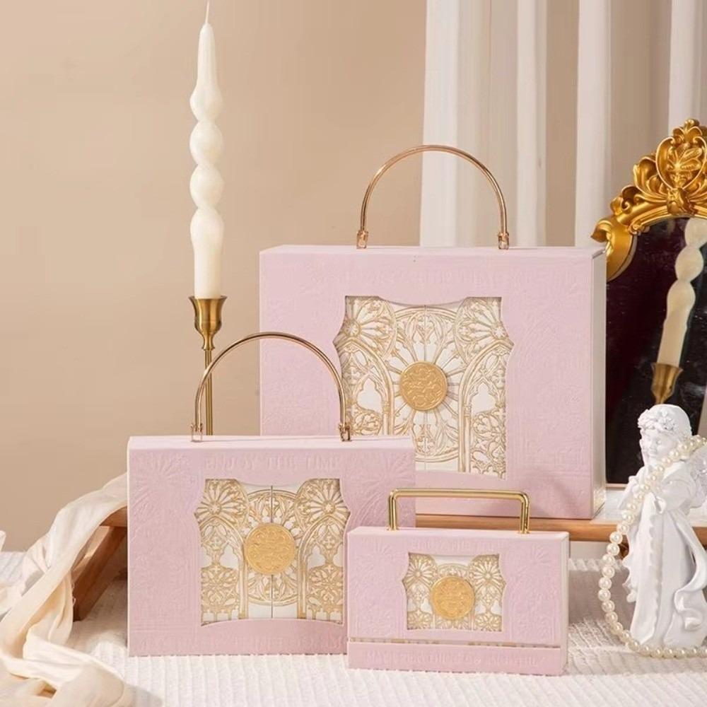 

European Baroque Suede Gift Box Double Open Packaging Boxes Wedding Valentine s Day Birthday pink-S