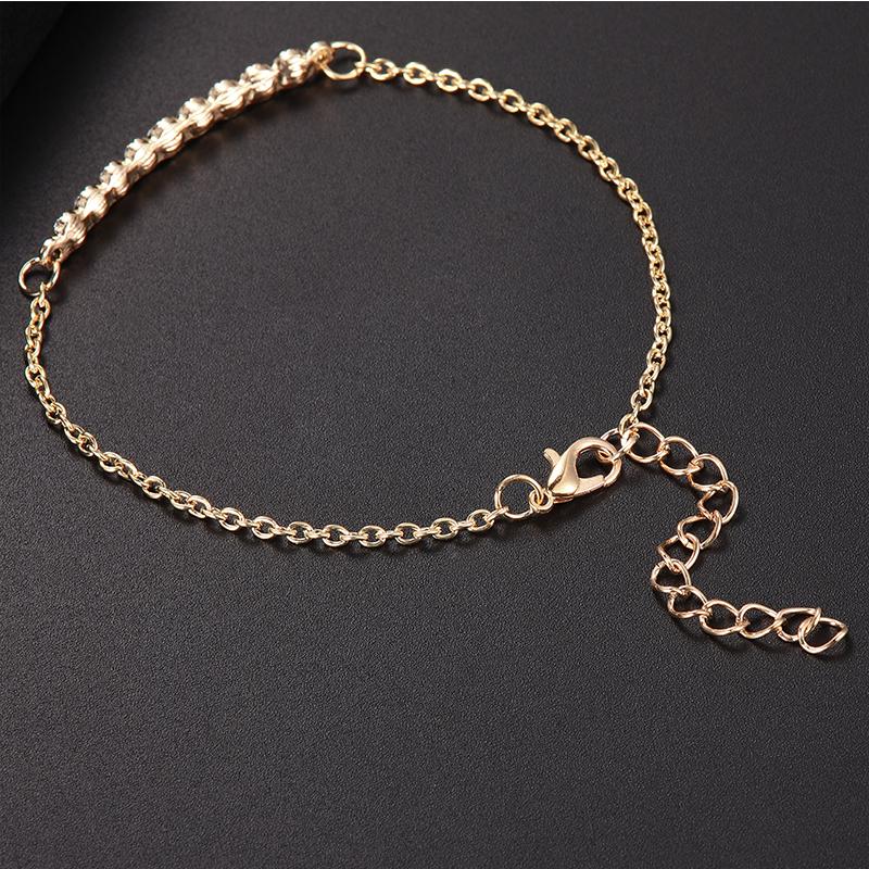 Fashion New Design Womens Classic Rhinestone Gold Plated Chain Bracelets