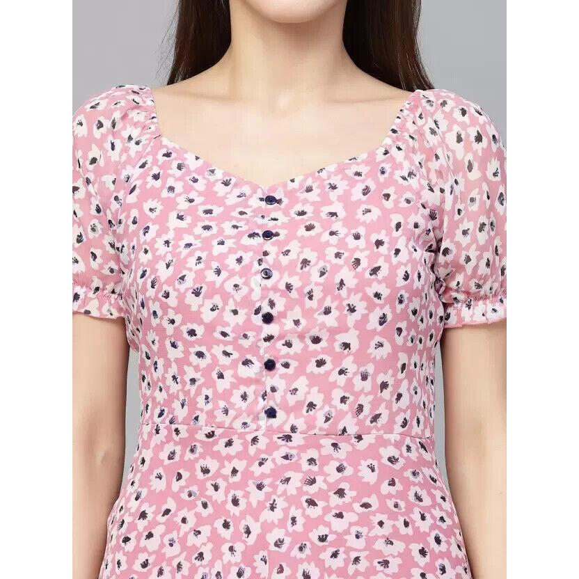 Women Fit and Flare Printed Georgette Maxi Dress with Polyester Lining Dress VF-1809