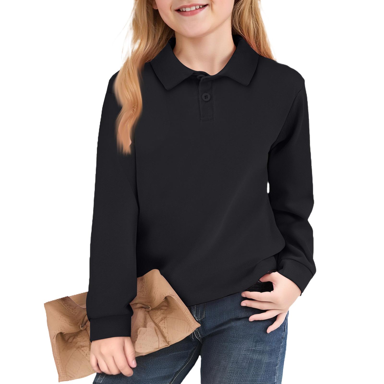 

Kids Notch Collar Shirt - Solid Color Long Sleeve Dress Blouse 100 чорний