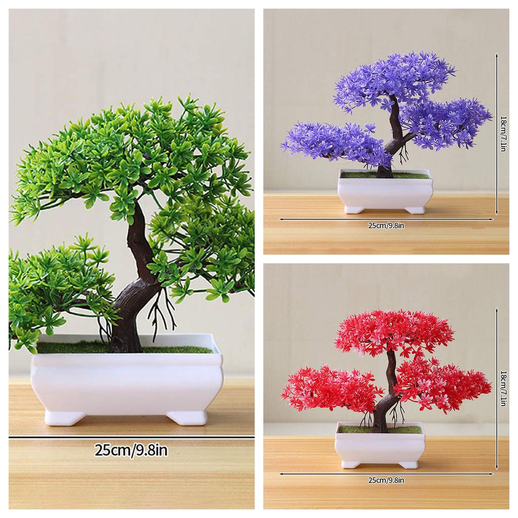 Artificial Plastic Plants Bonsai Fake Plant Flowers Potted Ornaments Simulated Tree Potted Creative Desk Decor Home Table Decor